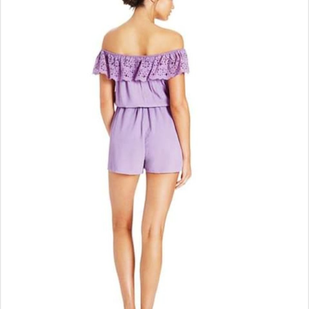 TIGERLILY Lozents Lilac Mauve Broderie Off The Shoulder Playsuit NWT RRP$170 - Picture 6 of 16